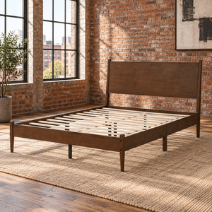 K2627 Cadre de lit Queen polyvalent, lit plateforme KD à monter soi-même, finition lisse, sans sommier, pour mobilier de chambre résidentiel B2B - Product Image 1