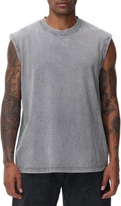 เสื้อกล้ามผู้ชายสไตล์ Distressed Muscle Tee ผ้าถัก 100% คอตตอน ล้างสีแบบ Mineral Wash ทรงคลาสสิค คอกลม เหมาะสำหรับการออกกำลังกายและใช้ในชีวิตประจำวัน - Product Image 2
