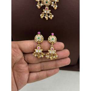 <b>Indian</b> Bridal Gold-Plated Disha Chorski Necklace & Earring <b>Set</b>-Luxury Festival Jewelry - Product Image 3