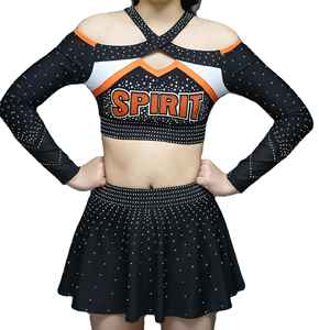 Nouveaux uniformes de cheerleading personnalisés respirants à manches longues pour adultes, imprimés, OEM, costumes de danse All Stars, ensemble 100% polyester - Product Image 1