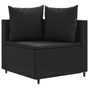 Divano da 4 pezzi in Poly Rattan nero con cuscini eleganti mobili da esterno - Product Image 3