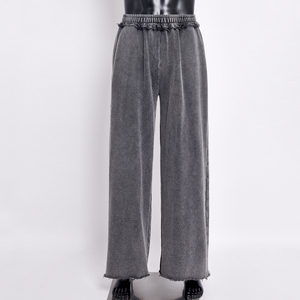 Vaqueros de mezclilla con pedrería para hombre, de pierna ancha y recta, lavados, con logo personalizado, estilo urbano - Product Image 1