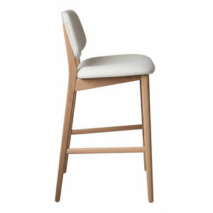 Silla de Bar Acolchada de Madera de Teca Sostenible de Lujo, Estilo Escandinavo Minimalista, Taburete de Isla con Asiento de Espuma Cómodo para Hogar, Bar o Cafetería - Product Image 3