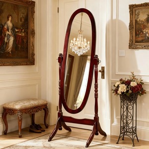 Miroir ovale vintage avec base mobile, ajoute de la chaleur et une esthétique naturelle aux espaces vides, vente en gros depuis l'Inde - Product Image 5