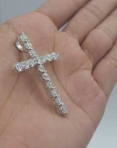 4MM Round Moissanite Cross Pendant 925 Sterling <b>Silver</b> Teardrop Gold Plated Fine Jewelry Pendant <b>Charm</b> Gift for Necklace - Product Image 3