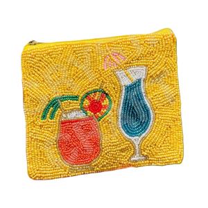 Pochette à monnaie en coton brodée à la main, ornée de perles violettes et d'un motif étoile blanche, forme personnalisée, décoration d'intérieur - Product Image 4