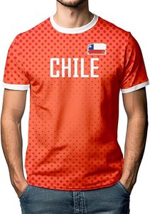 Maillot de football personnalisé du Chili pour homme, manches courtes, design tendance à pois, impression sublimée, vêtements de sport respirants, coupe classique, toutes saisons - Product Image 4
