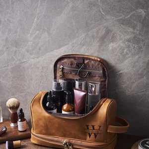 Mens Genuine Leather Toiletry Bag Vintage Dopp <b>Kit</b> Travel Organizer Bag Luxury <b>Shaving</b> Wash Bag Wholesale Price TYG-0102 - Product Image 6
