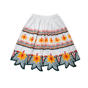 Jupe courte tendance pour femme à prix abordable, brodée de fleurs, coupe trapèze, avec taille plissée et cordon élastique - Product Image 4