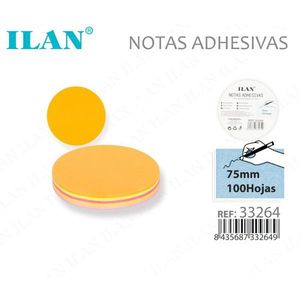Ilan Foglietti Adesivi Rotondi 75mm 100 Fogli Per Uso Ufficio - Product Image 1