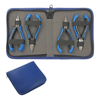 Kit de alicates de mango ergonómico de 4 piezas, tamaño de 130mm, punta de cadena, punta plana, Alicates de punta redonda y cortador lateral, Kit de alicates para hacer joyas