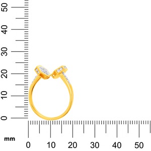 Bague hexagonale Duo en or jaune 14 carats avec grappe de diamants – Bague géométrique moderne et élégante avec diamants - Product Image 5