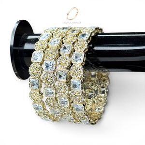 Brazaletes de Acero Inoxidable Chapados en Oro de Lujo, con Cristales y Diamantes de Imitación, para Mujer, Ideales para Bodas y Aniversarios, Gran Venta - Product Image 1