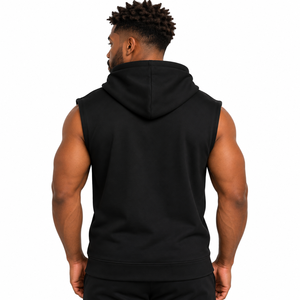 Sweat-shirt à capuche sans manches noir pour homme avec motif graphique Sigma Muscle bleu roi, cordon de serrage à la capuche, poche kangourou avant, idéal pour la gym - Product Image 2