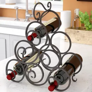 Estante para vinos de metal hecho a mano, diseño moderno para una decoración elegante del hogar en espacios de sala de estar y comedor. - Product Image 1