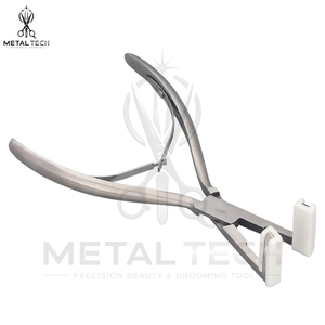 Pince à presser pour extensions capillaires finition satinée, construction robuste en acier inoxydable, mâchoires en silicone blanc, outil de scellage professionnel pour salon - Product Image 4