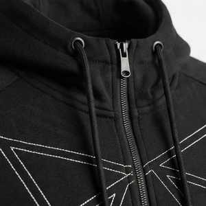 Men's Black Geometric Hooded <b>Tracksuit</b> Full Zip Casual Sportswear With Side Pockets Regular Fit Autumn Wear - Product Image 4