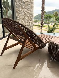 Tumbona de Madera Tejida para Exteriores, Tumbona para Piscina, Silla Reclinable para Patio con Cojín para Hotel o Villa - Product Image 4
