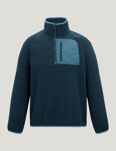 <b>Mens</b> Polar Fleece <b>Jacket</b> Stand Collar <b>Half</b> <b>Zip</b> Long Sleeve Patchwork Pocket Outerwear for Autumn Outdoor Wear - Product Image 5