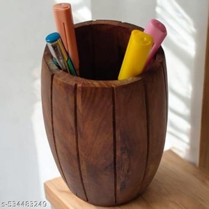 Natural Wood Pen Stand Desktop Stationery Storage <b>Holder</b> - Product Image 1