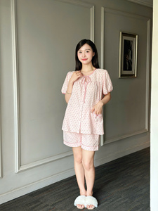 ชุดนอนผ้าลินินสำหรับผู้หญิง ลายโบว์ B772 ซับเหงื่อได้ดี ราคาคุ้มค่า - Product Image 4