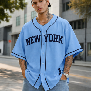 เสื้อยืดเบสบอลแขนสั้นทรงแร็กแลนผู้ชาย OEM ผ้าฝ้าย 100% สไตล์สตรีทแวร์ ฮิปฮอป ทรงโอเวอร์ไซส์ เสื้อกีฬา - Product Image 1