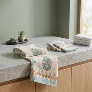 Juego de Toallas de Algodón Waffle de Alta Calidad, 2 Toallas de Mano y 1 Toalla de Baño, con Bordado de Hojas, Absorbentes, Decoración Personalizada para el Hogar - Product Image 5