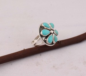 Vintage Natural Turquoise <b>Ring</b> 925 Sterling Silver Antique <b>Boho</b> Style Oval Gemstone <b>Ring</b> for Women Handcrafted Ethnic Jewelry - Product Image 3