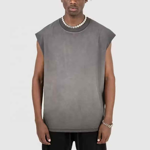 Men's Black Sleeveless Tank <b>Top</b> O-Neck Solid Knitted Cotton Casual Wear High Quality Plus Size Men's Vests Workout Singlets - Product Image 4