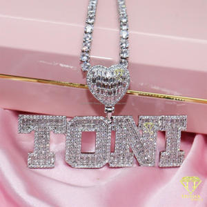 " TONI " <b>Name</b> Necklace Iced Out Moissanite Diamond Pendant Luxury Hip Hop Jewelry With Tennis <b>Chain</b> - Product Image 4