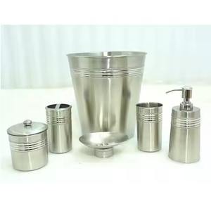 Decorative Metal <b>Bathroom</b> Accessories Tissue Box <b>Soap</b> <b>Dispenser</b> Toothbrush Holder Waste Bin <b>Set</b> - Product Image 3