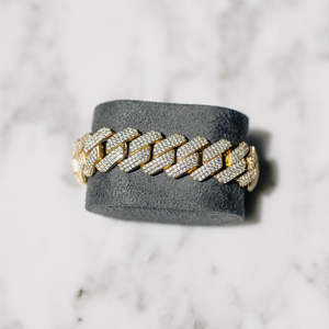 Bracelet cubain de luxe serti de pierres |   Bracelet Hip Hop plaqué or 18 carats micro-pavé pour hommes - Product Image 2