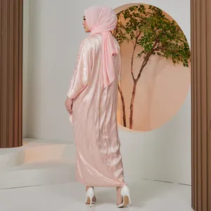 Premium Quality Apparel Girl Batwing <b>Kaftan</b> Salmon <b>Pink</b> Modest Muslimah Fashion Long Sleeve Dress for Women Daily Office Wear - Product Image 5