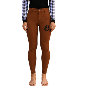 Culotte d'équitation marron foncé pour femme, taille haute, extensible, avec grip aux genoux, pour l'entraînement et la compétition - Product Image 1