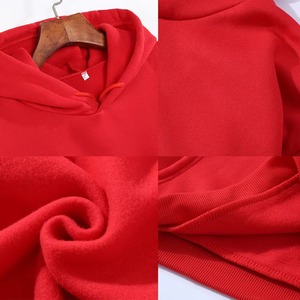 Custom Unisex <b>Pullover</b> Hoodie Red Blank Plain Cotton Fleece Sweatshirt Kangaroo Pocket <b>Men</b> Women OEM Wholesale - Product Image 2