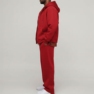 Conjunto de Sudadera con Capucha Oversize Personalizada con Cremallera Completa y Pantalones de Chándal Estampados de Ajuste Regular, de Forro Polar Premium de Alto Gramaje, Chándal 2 en 1 de Lujo - Product Image 3
