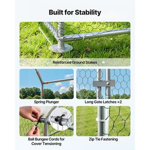 Grande Pollaio in Metallo 9.8 X 3.3 X 6.6 ft Impermeabile con Area di Recinzione e Tetto a Punta per la Cura del Pollame - Product Image 3