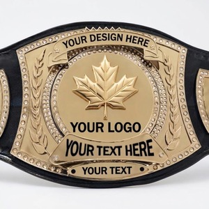 Ceinture de championnat de lutte style Pro personnalisée, plaque métallique plaquée or, cuir noir, sangle de titre d'arts martiaux, championnat personnalisé - Product Image 3