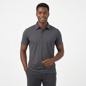 Men's Short Sleeve Solid Knitted <b>Polo</b> <b>Shirt</b> Quick Dry Casual Wear Regular Fit Gray <b>Blue</b> White Black Colors - Product Image 5