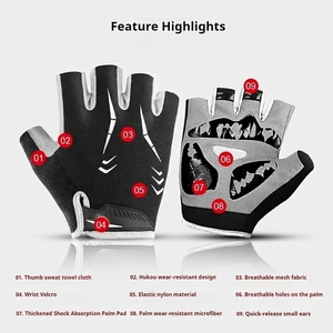 Gants de cyclisme demi-doigts personnalisés de haute qualité, respirants, antichoc, avec rembourrage en gel, pour le vélo - Product Image 5