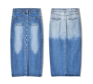 Fashion Ladies Skirts Casual Color Block Gradient Washed Denim - Product Image 6