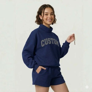 Conjunto de Top y Shorts de Cuello Alto para Mujer, Estilo Urbano, Inspirado en la Estética Clean Girl, Atuendo Elegante y Pulido - Product Image 1