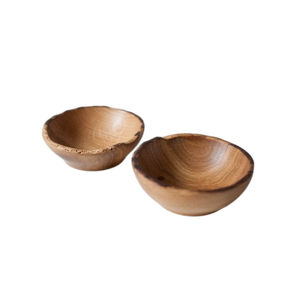 Handmade Wooden Bowls Wabi Sabi Design For Food Serving Uncoated Wood Handicraft Set Of Four Dining <b>Table</b> Salad Fruit Bowl - Product Image 6