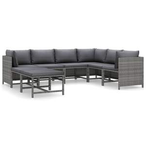 Conjunto de Muebles de Jardín Mediano con Ratán PE Gris y Acero con Recubrimiento en Polvo - Product Image 2