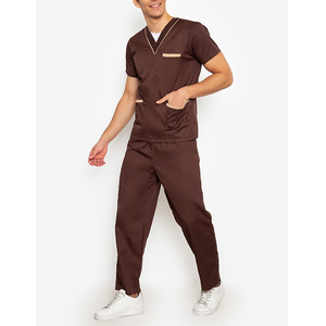 Nouvel ensemble de blouses médicales élégantes pour hommes, design tendance, qualité supérieure, manches courtes, coton respirant, pour usage hospitalier, en vente en ligne - Product Image 3