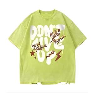 T-shirt en coton tricoté 100% pour homme, coupe ample, noir, style hip-hop, avec logo personnalisé, sérigraphie, qualité supérieure - Product Image 3
