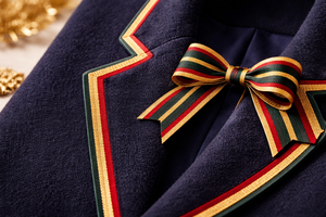 Cinta de Grogrén de 38 mm de Neelkamal Industries, con Rayas Verdes, Rojas y Doradas, Cinta Decorativa Metálica Lurex para Prendas - Product Image 4