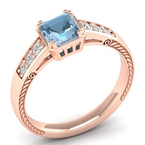 Bague REYES en argent sterling 925 avec moissanite certifiée GRA et pierre précieuse aigue-marine, dernier design, cadeau de mariage, bijoux fins - Product Image 2