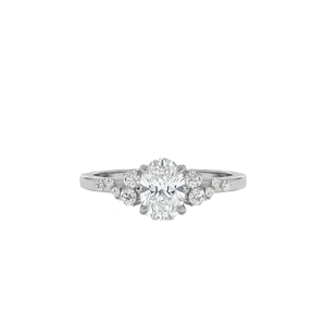 Wholesale Oval Lab Grown Diamond 14K Solid Gold Moissanite Diamond Engagement Ring Side Stone Vintage Cluster Dainty <b>Bridal</b> Ring - Product Image 3