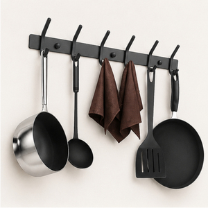 Support mural classique pour ustensiles de cuisine, gain de place, rail de rangement noir mat pour casseroles et poêles, pour l'organisation de la cuisine - Product Image 2